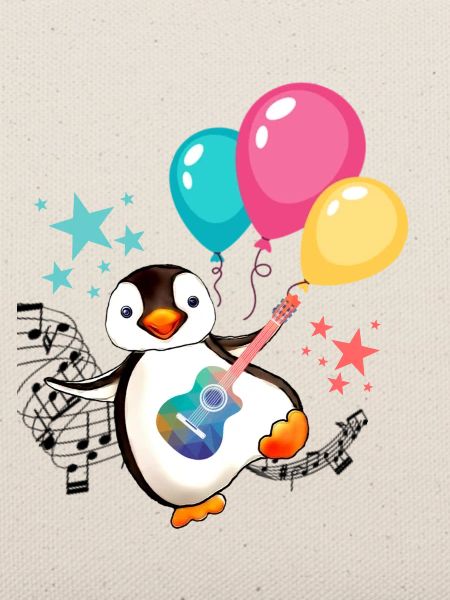Pinguin mit Luftballons