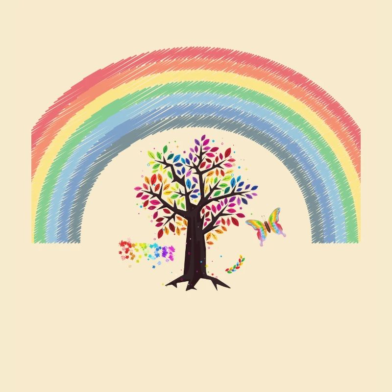 Love Rainbow Rain tree sticker