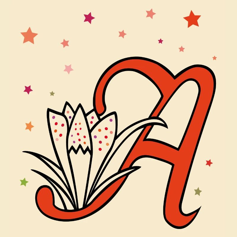 Letter, initial, flower