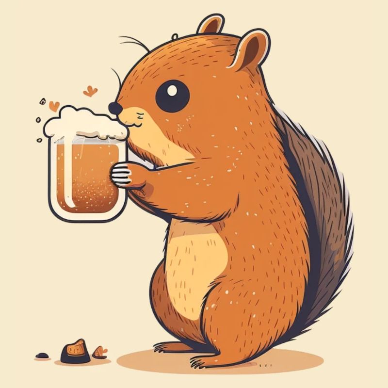 Süßes Eichhörnchen mit Bier