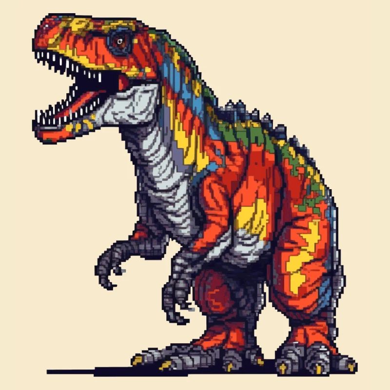 Dino dans les graphiques rétro pixel 8 bits ou 16 bits