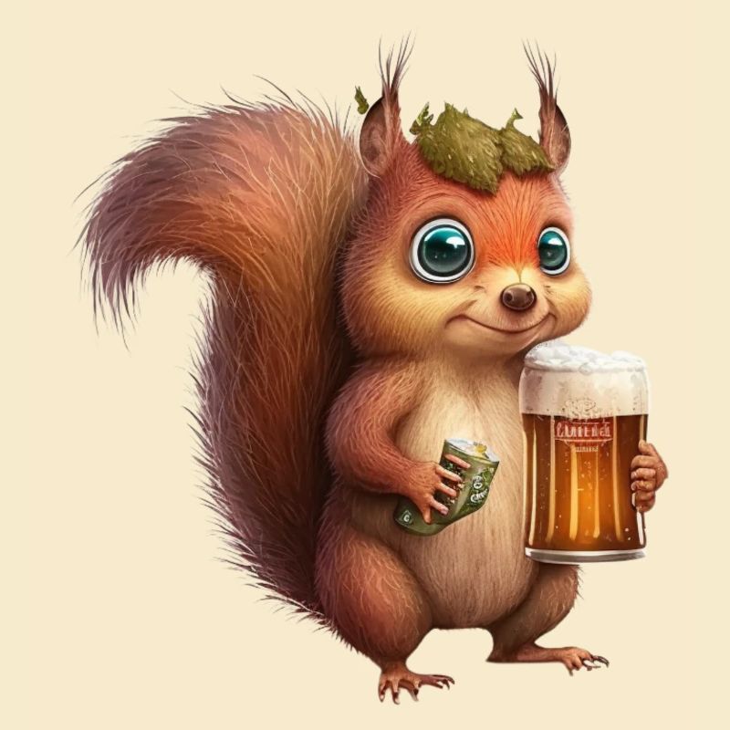 Süßes Eichhörnchen mit Bier