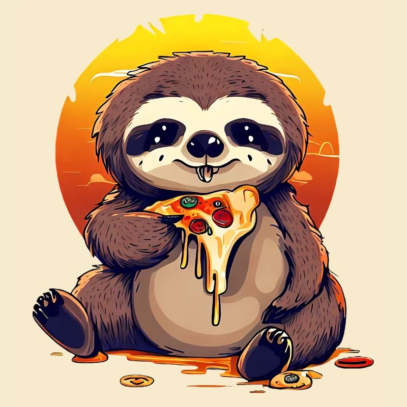 Pizza sloth in the sunset