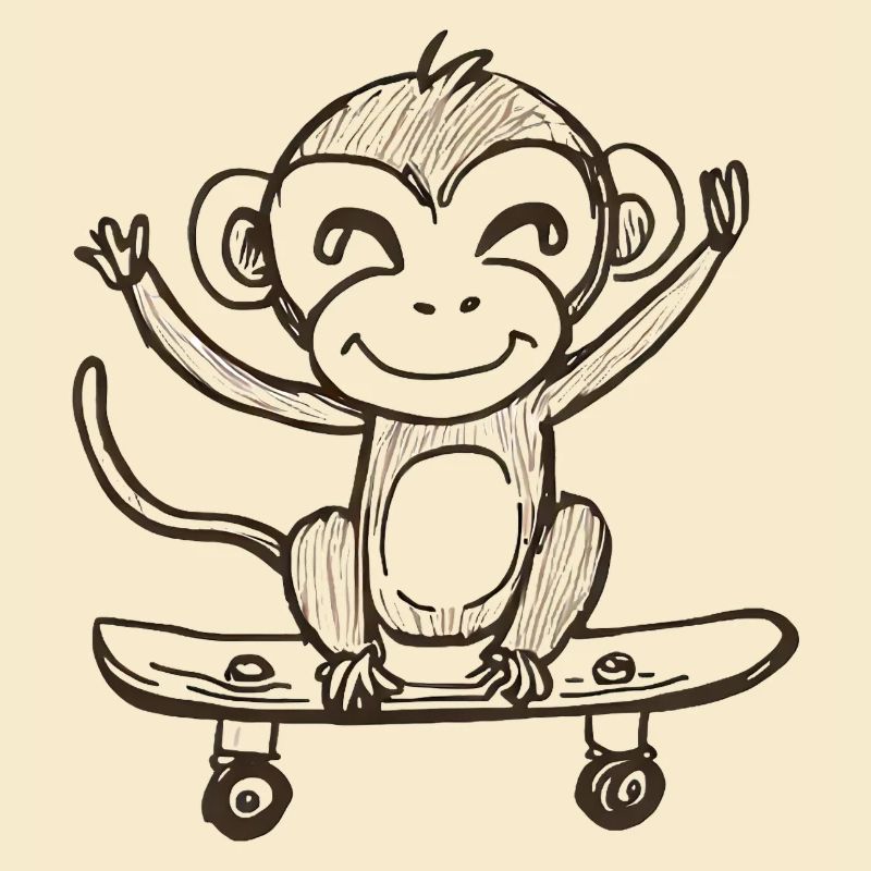 Affe auf Skateboard