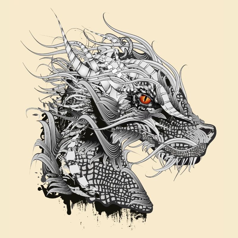 artfully designed mystical dragon head