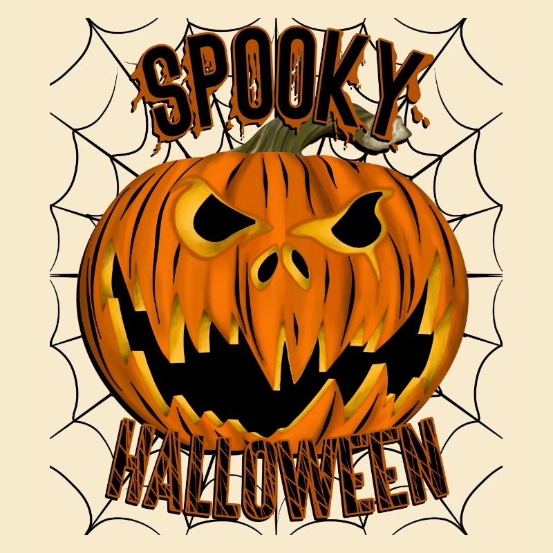 Spooky Halloween Spooky Pumpkin with Spider Web