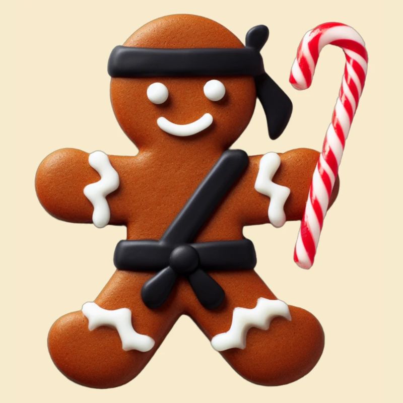 Funny Ninja Gingerbread Man Cookie Candy Cane