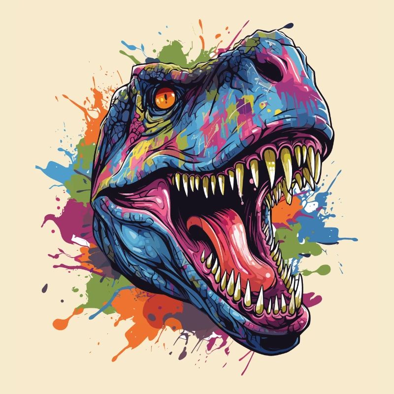 T-rex dinosaur head with graffiti style