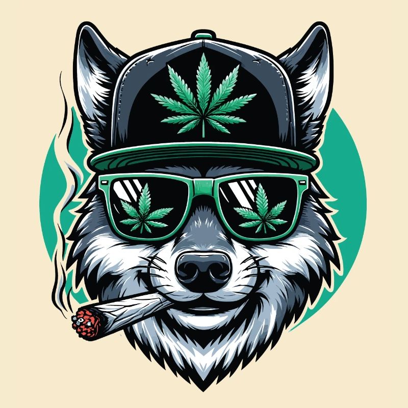 A Wolf Smoking a Marijuana Joint