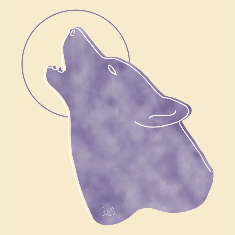 "Wolf", Boho Line Art Design, Series "Woods"