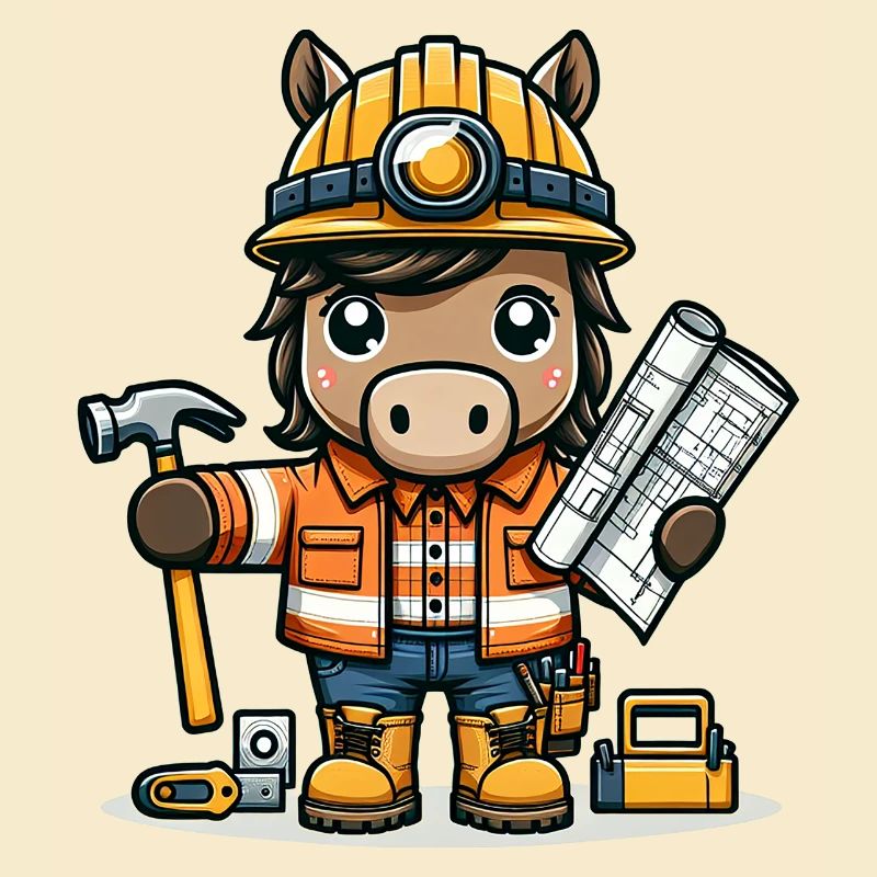 Ouvrier de la construction de cheval mignon