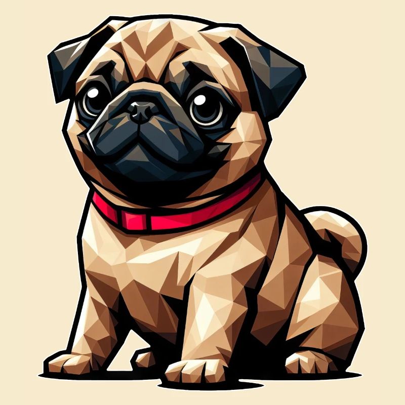 Geometric Pug Design Dog Polygon Art