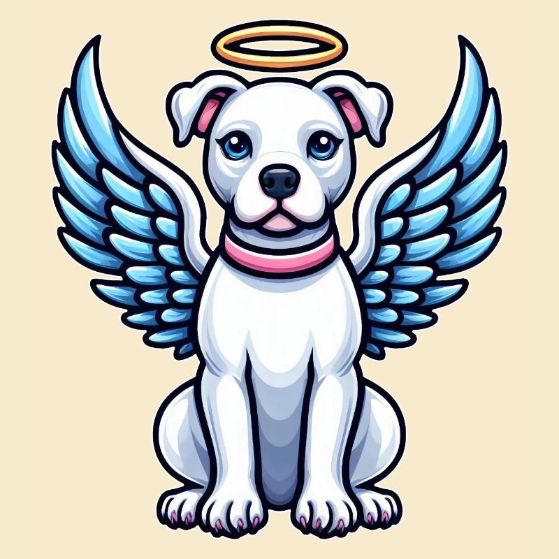 Chien de dessin animé Pitbull Angel mignon avec des ailes