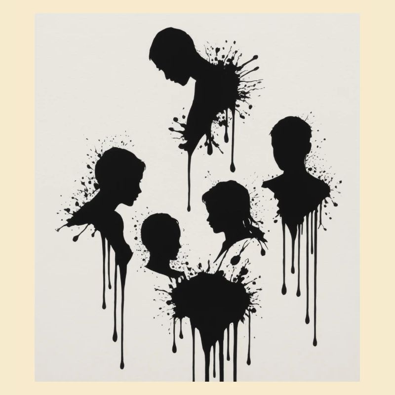 Schwarze Silhouetten mit Farbspritzer-Effekt