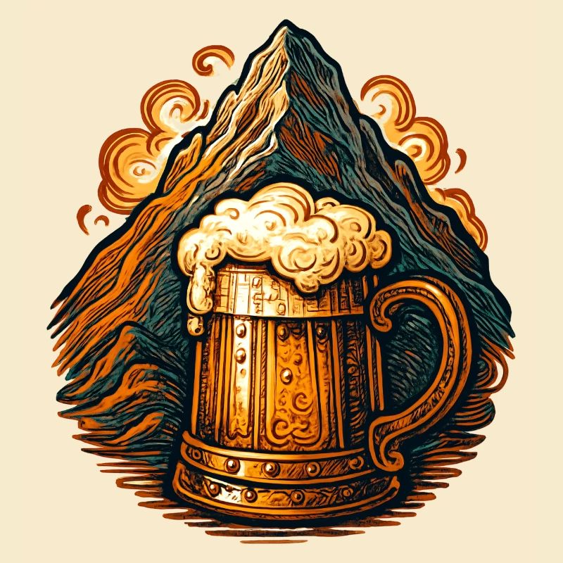 Mythischer Berg mit Bierkrug