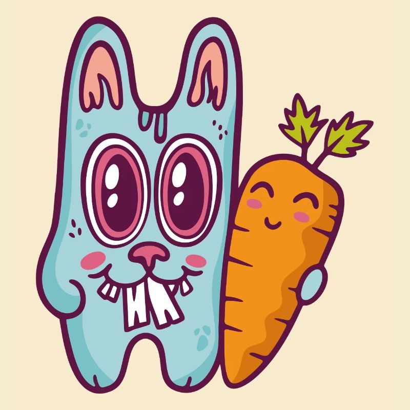 Lapin doodle bleu à la carotte