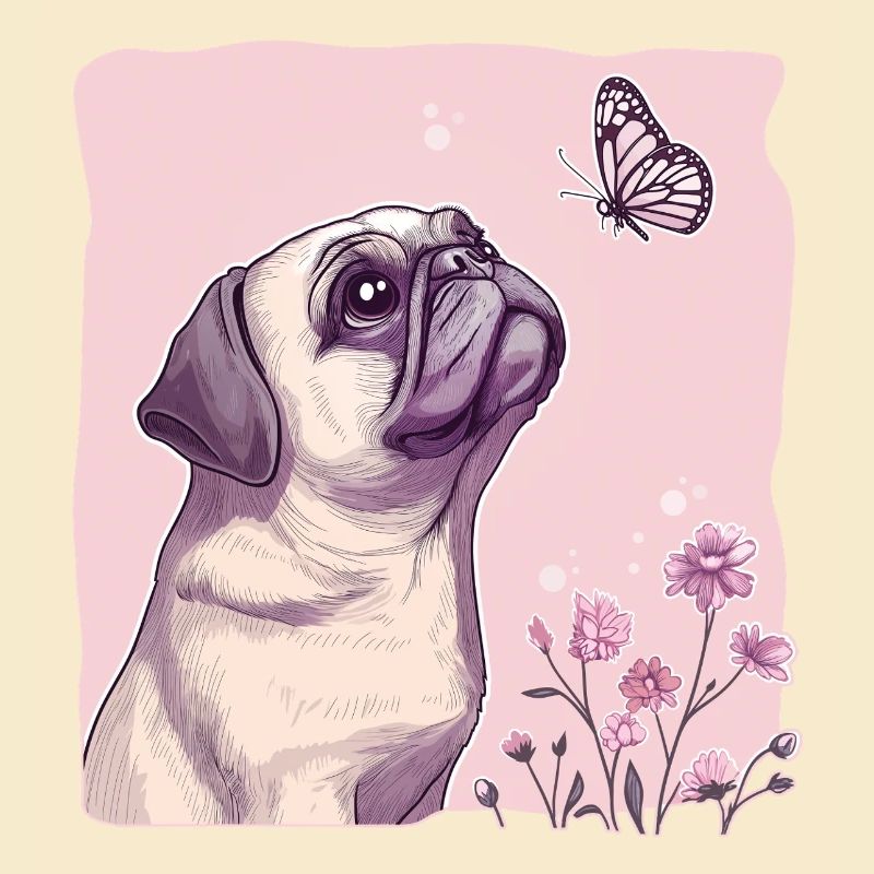 Mops mit Schmetterling