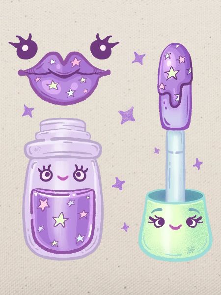 Lilac Galaxy Lipgloss Kawaii Charakter