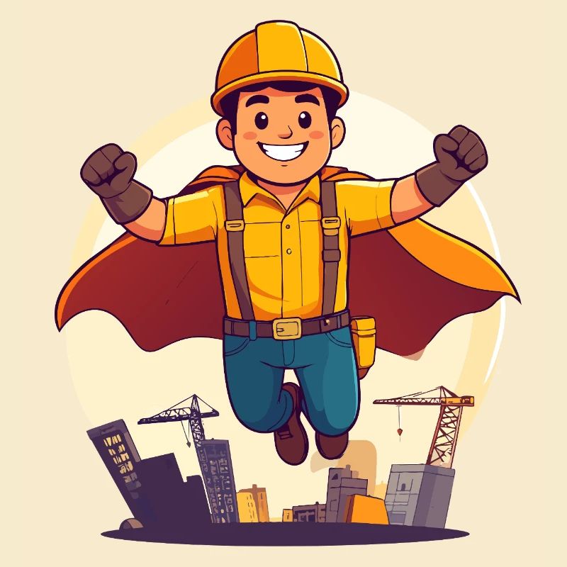 Bauhelden Superheld Bauarbeiter Held der Baustelle