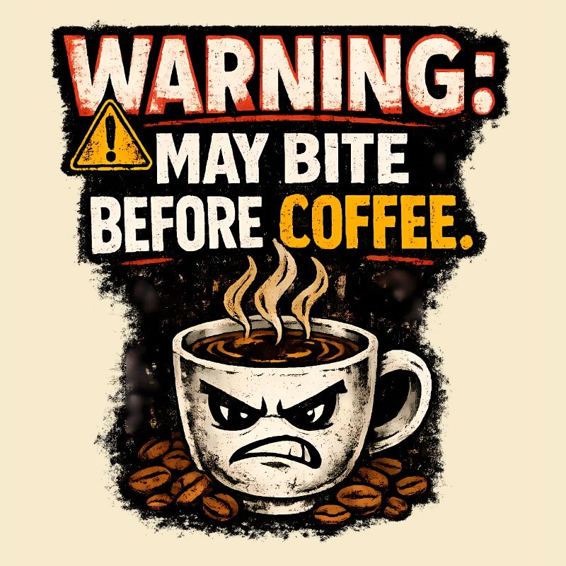 Warning May Bite Before Coffee Humor