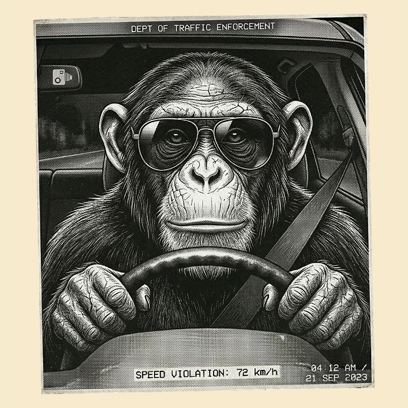 Les radars piégeaient le chauffeur de voiture singe