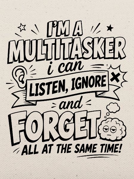 Lustiges Büro Design im Comic-Stil Multitasker