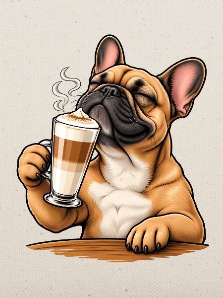 Frenchie mit Latte Macchiato