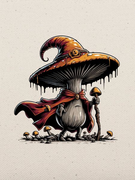Pilz Zauberer mit Umhang