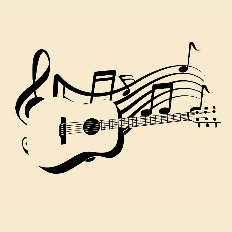 Classical guitar on musical notes score