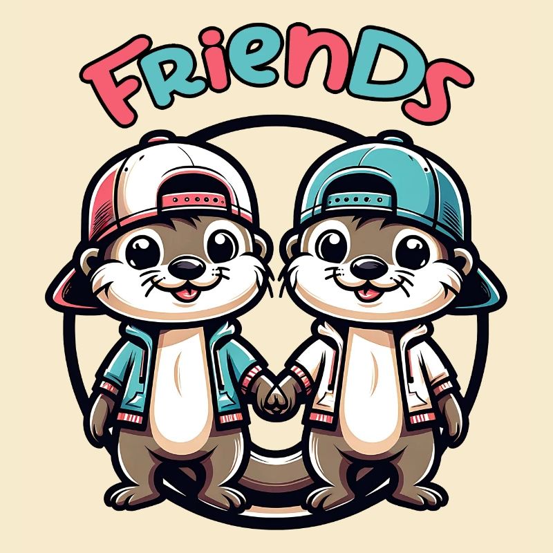 Two Cute Otter Buddies Buddies Forever