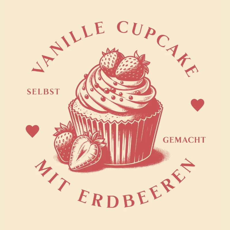 Vanille Cupcake mit Erdbeeren, Oberteil/Accessoire