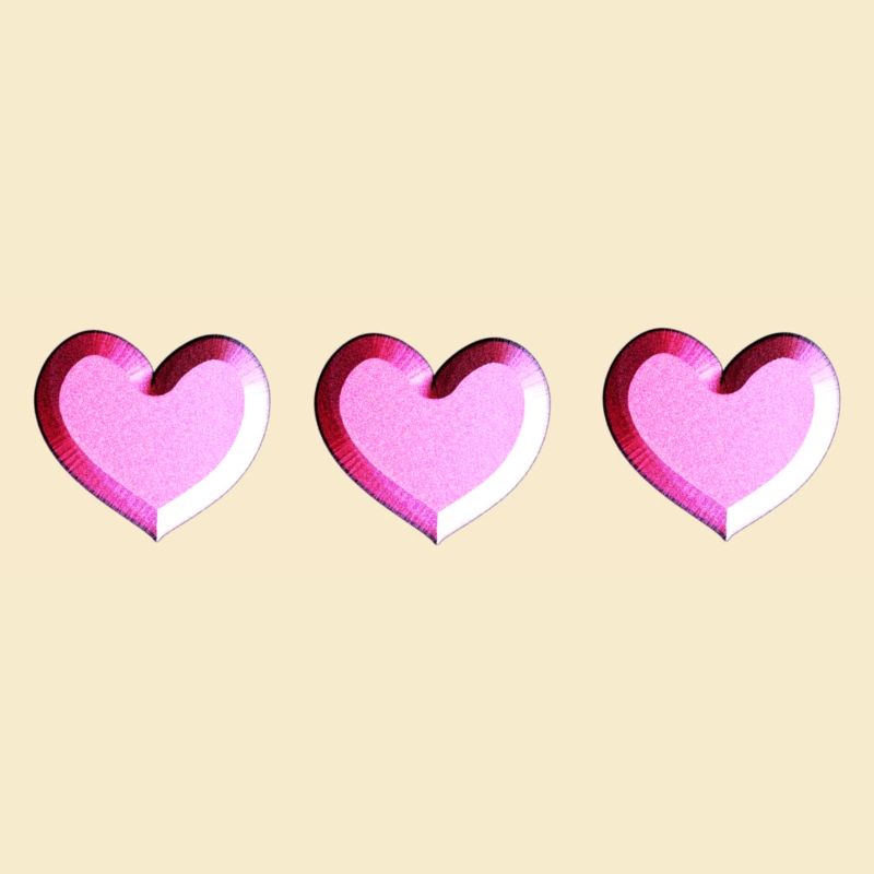 three hearts pink glitter