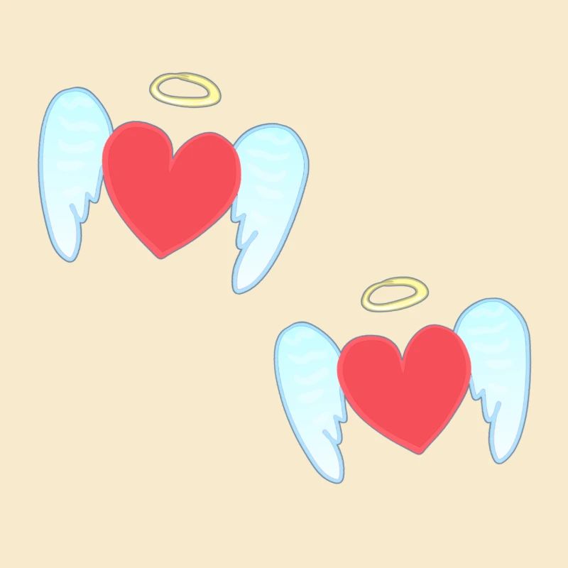 Angel pattern protector hearts