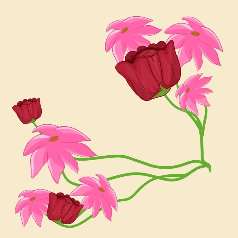 Pattern flowers pink plants