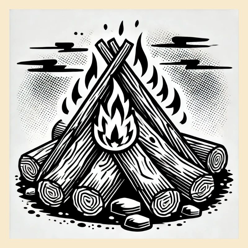 Flammenspiel im Comic-Stil: Lagerfeuerkunst