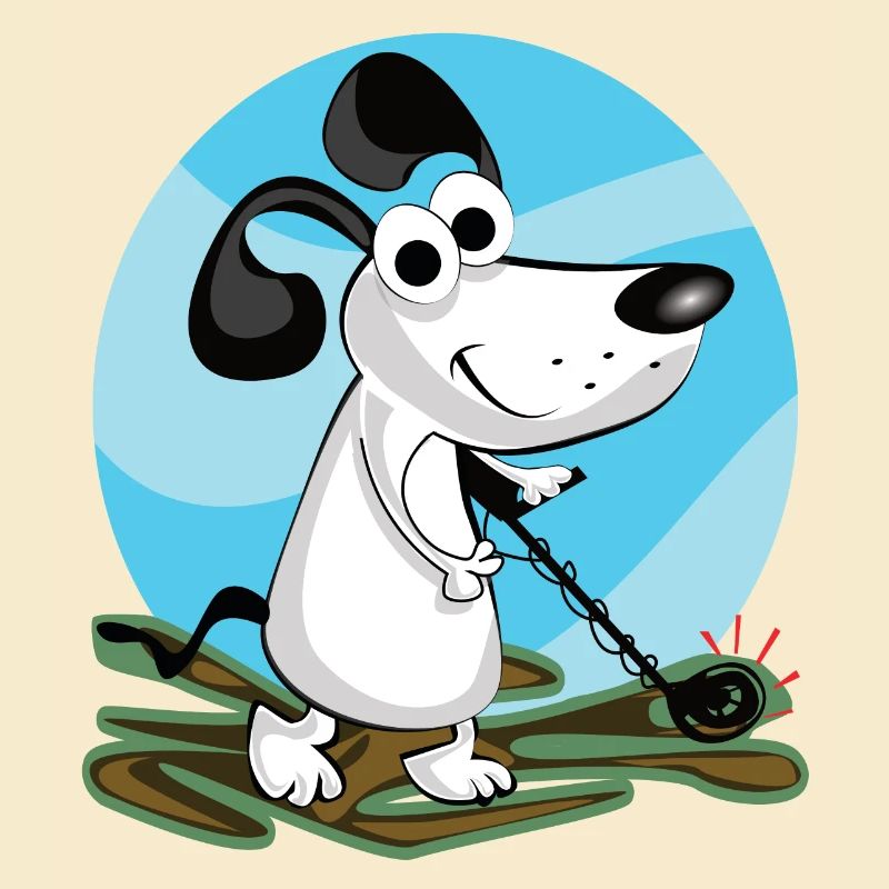Comic dog probes with metal detector