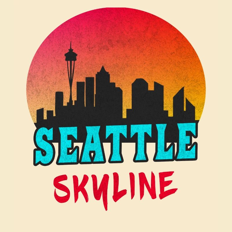 Seattle skyline at sunset/gift