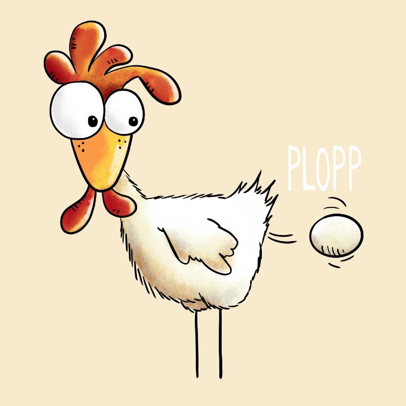 Plopp es ist raus das Ei - Huhn - Hahn - Gockel