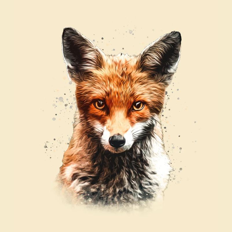 Fuchs mit Farbklecksen