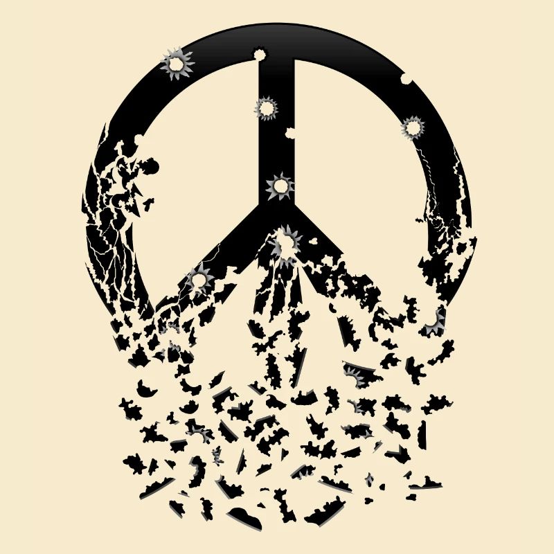 Schwarzes Friedenszeichen Einschusslöcher Zerfällt