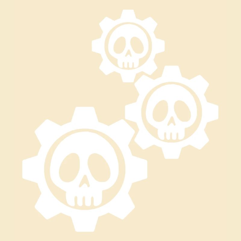 White skulls and gears