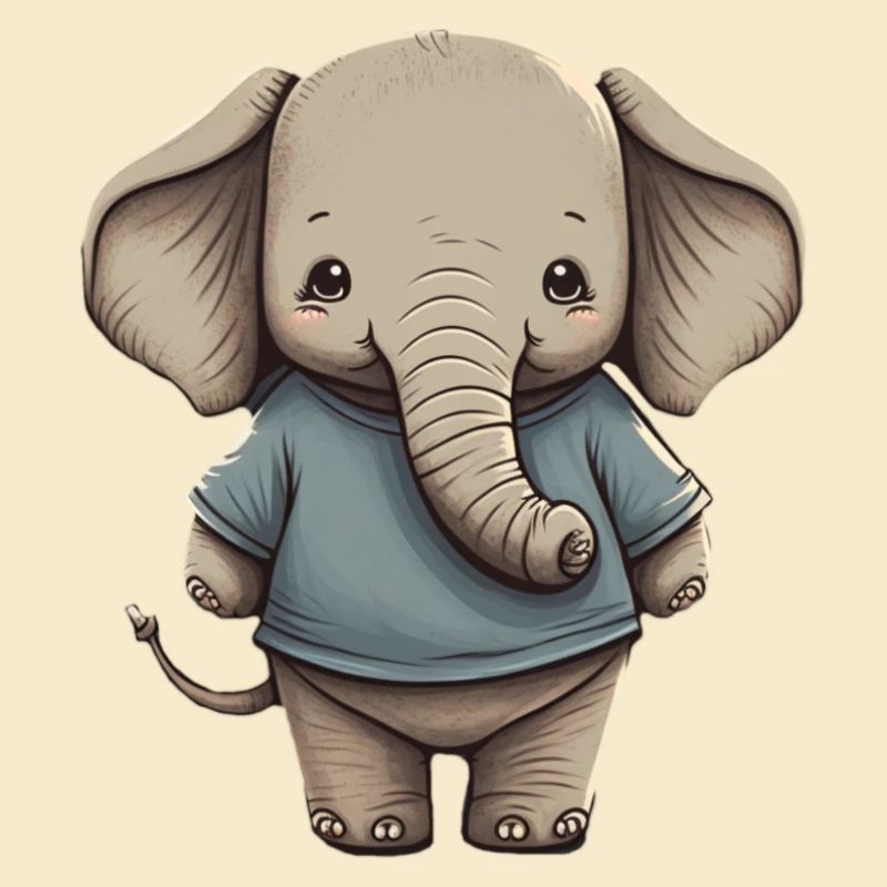Mignon éléphant avec pull bleu pour enfants
