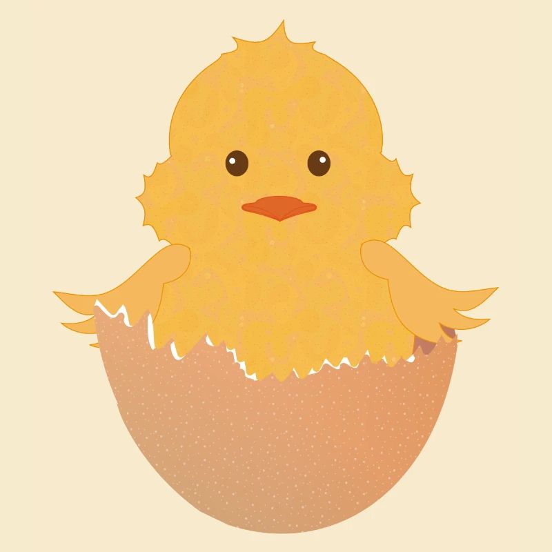 newly hatched chick in the eggshell