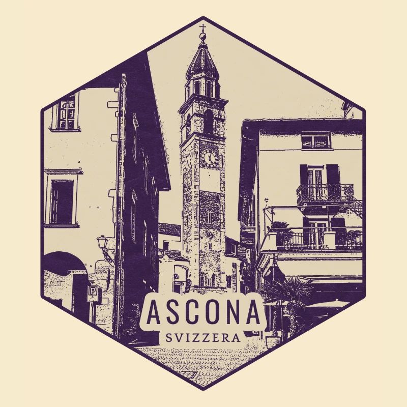 Ascona Clock Tower Vintage Badge