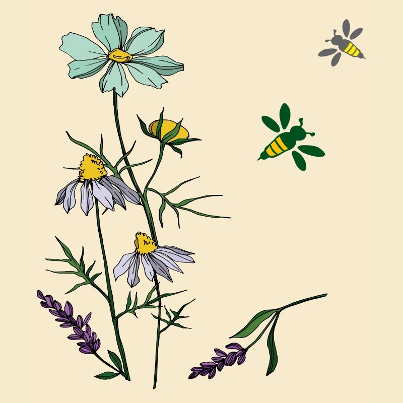 Herbs, chamomile, bees
