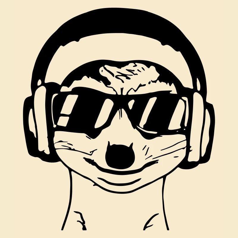 Erdmännchen mit Sonnenbrille und Kopfhöhrer