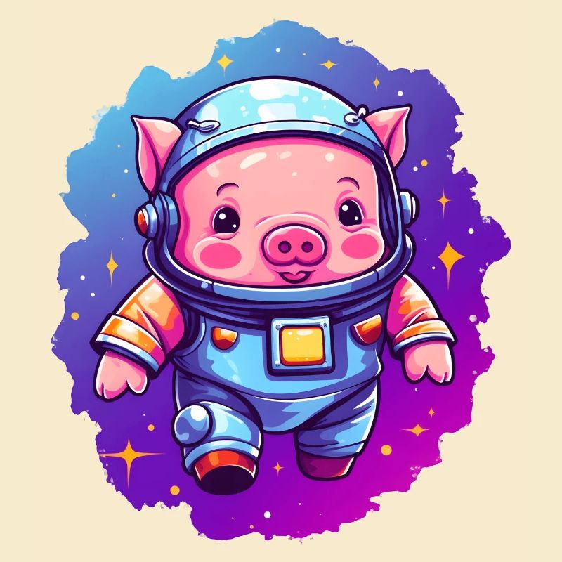 Doux cochon dans l’espace!