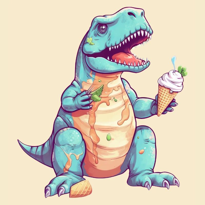 Clumsy T-Rex with ice cream