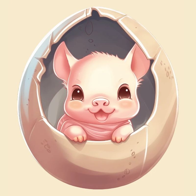 Pig in Eggshell - Charming Animal Design