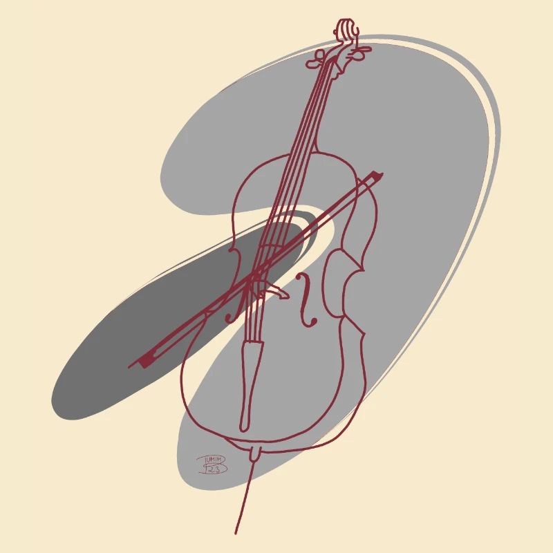 "Cello", Boho Line Art Design, Series "Music"